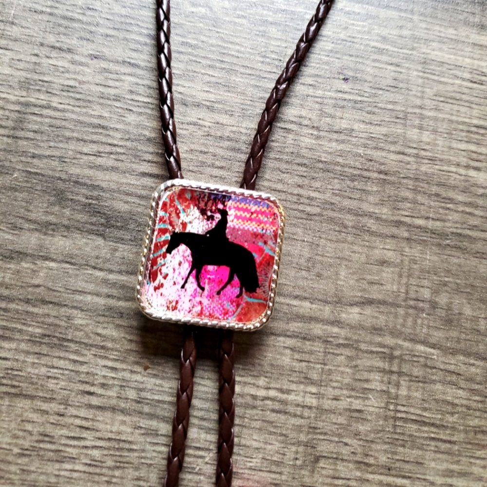 Horse of colors custom concho bolo tie necklace
